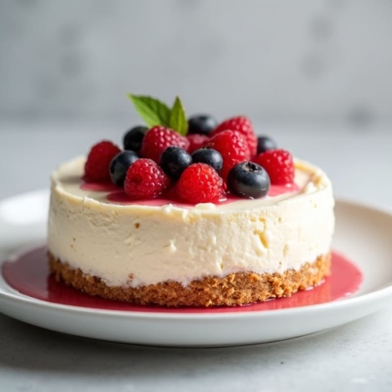 Creamy Greek Yogurt Protein Cheesecake with Mixed Berries