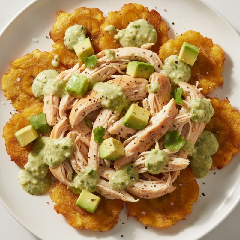 Garlic Tostones with Mojo Dipping Sauce