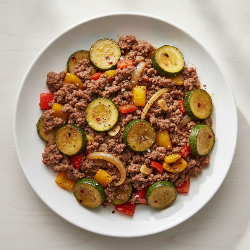 Beef and Zucchini Skillet with Bell Peppers