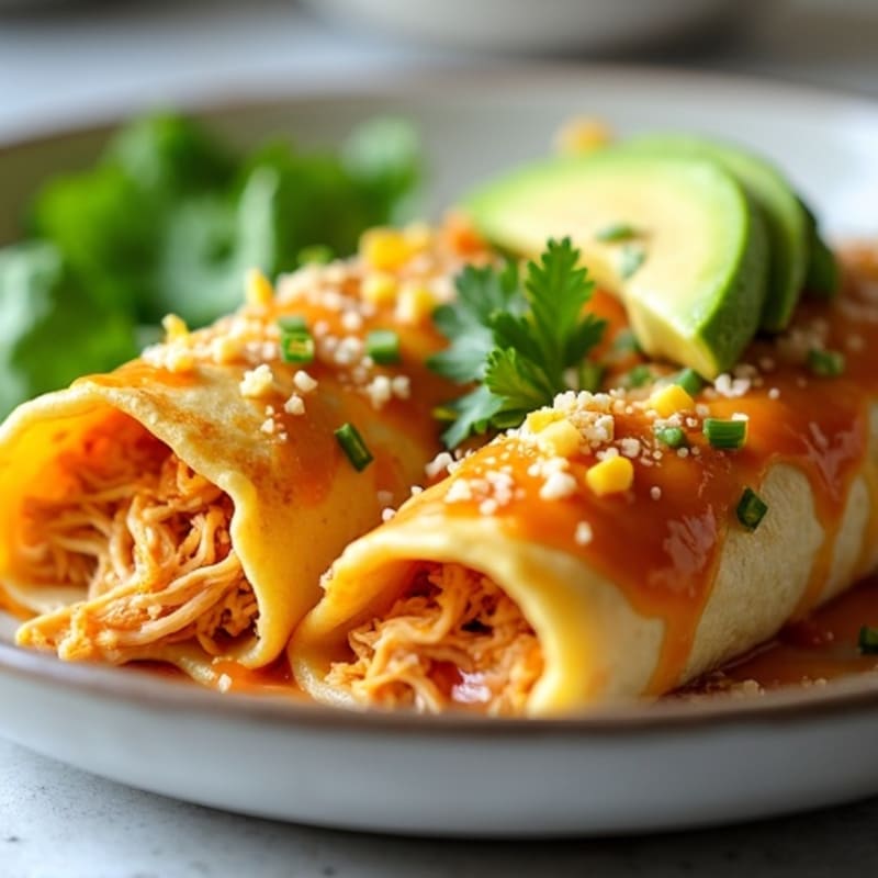 Baked Shredded Chicken Enchiladas with Zesty Green Chile Sauce