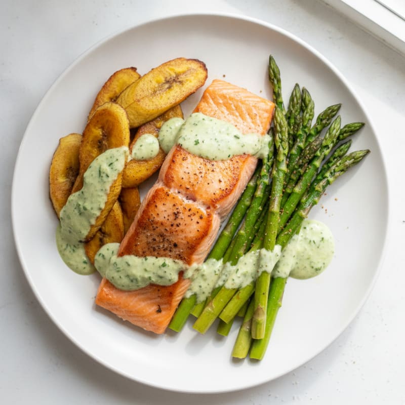 Pan-Seared Salmon with Roasted Plantains