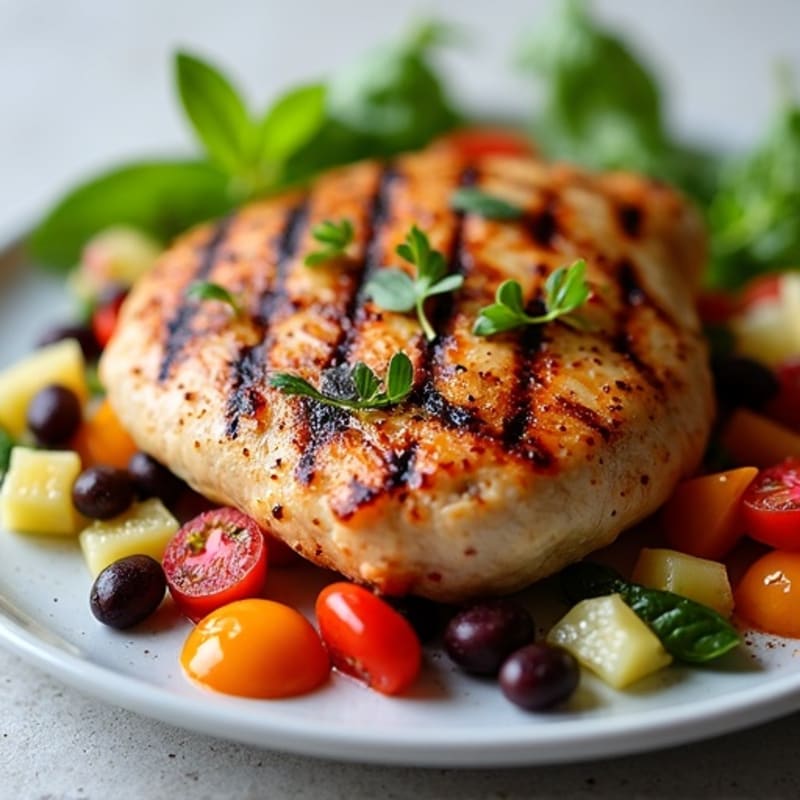 Grilled Chicken Breast with Black Bean and Vegetable Salad