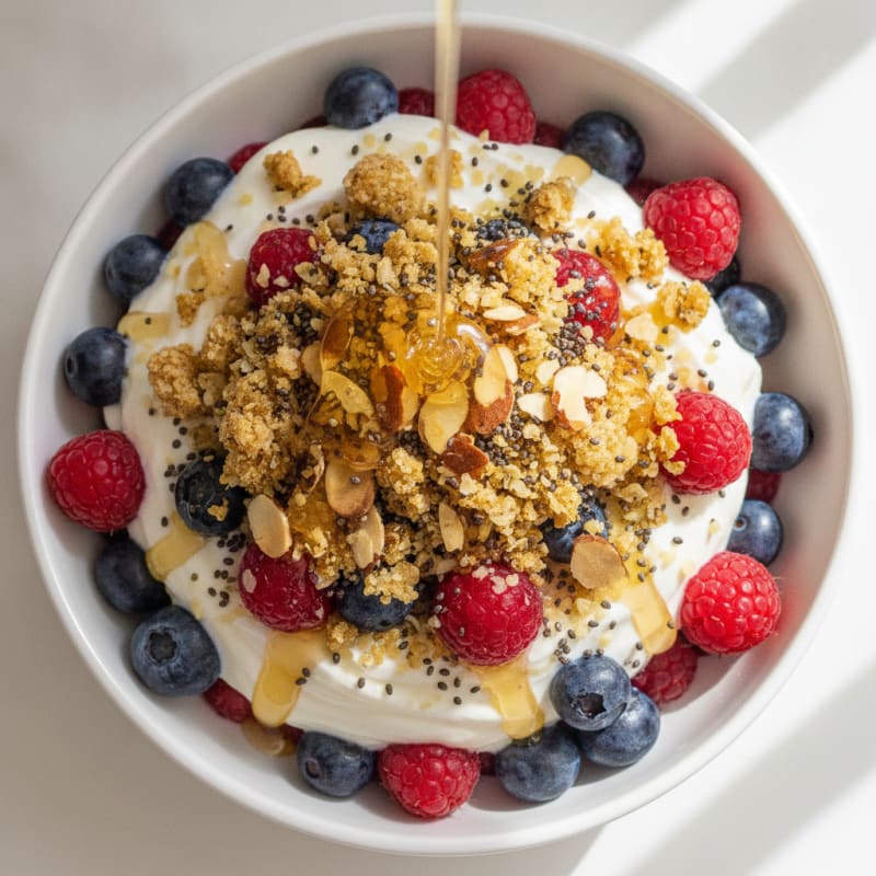 Creamy Greek Yogurt Parfait with Mixed Berries and Protein Crunch