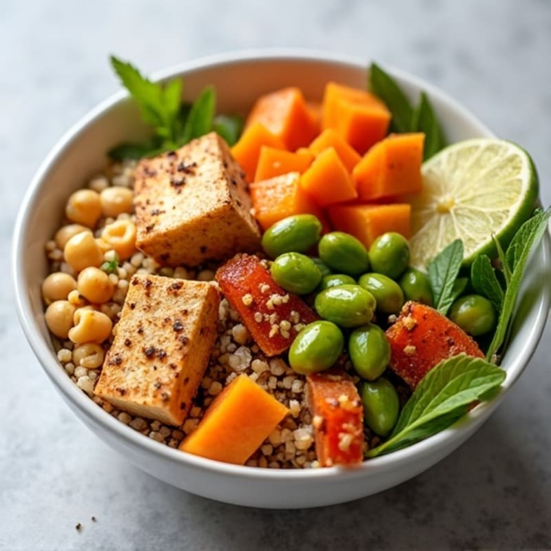 Crispy Roasted Chickpea and Sweet Potato Quinoa Bowl