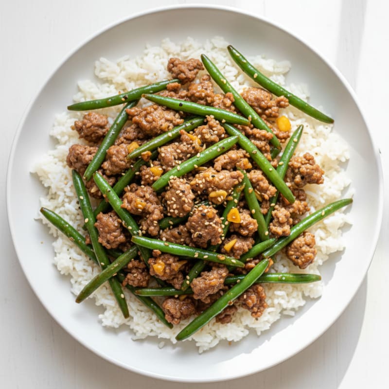Savory Ground Beef and Green Bean Stir-Fry