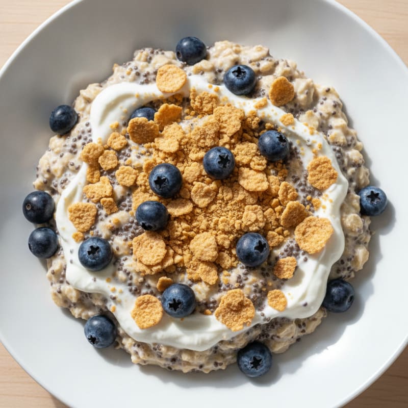 Blueberry Chia Protein Oats with High Protein Yoghurt