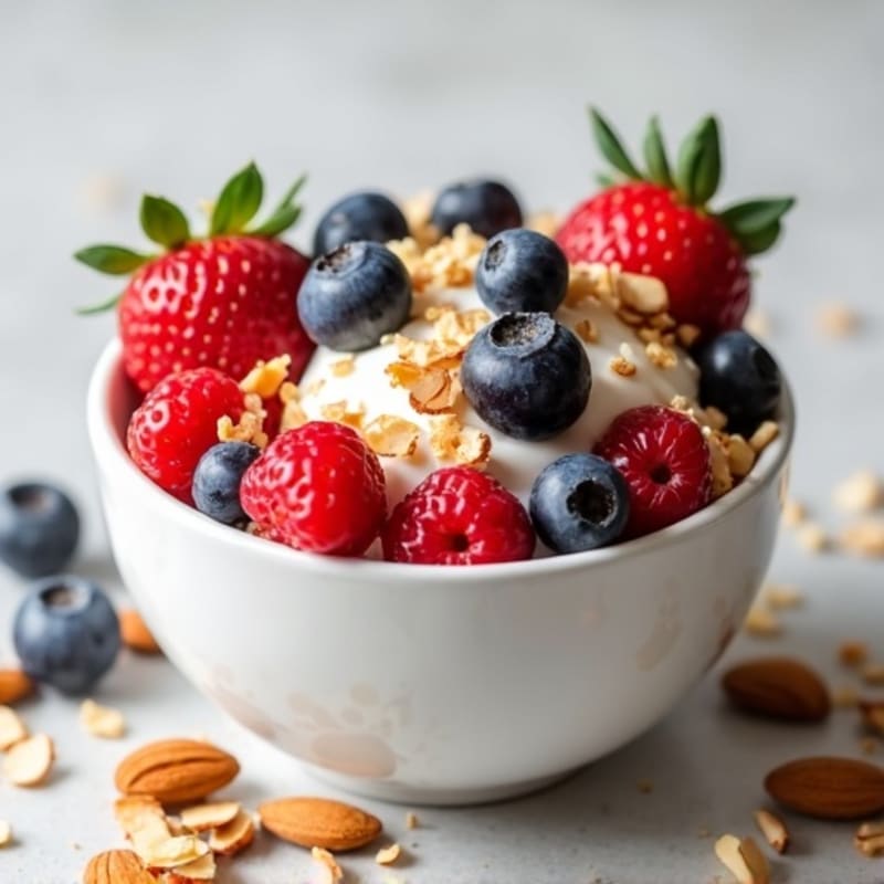 Greek Yogurt Parfait with Fresh Berries and Crunchy Almonds
