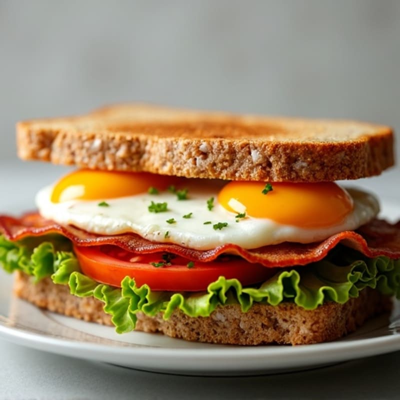 Avocado and Crispy Bacon Sandwich with Fresh Tomato and Lettuce