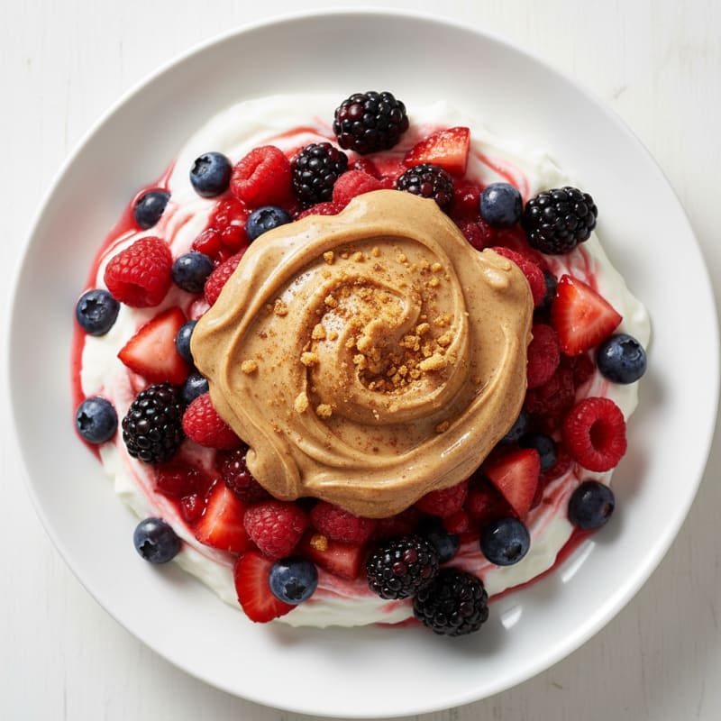 Greek Yogurt Parfait with Mixed Berries and Almond Butter