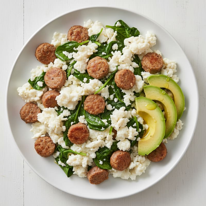Egg White Scramble with Spinach and Turkey Sausage
