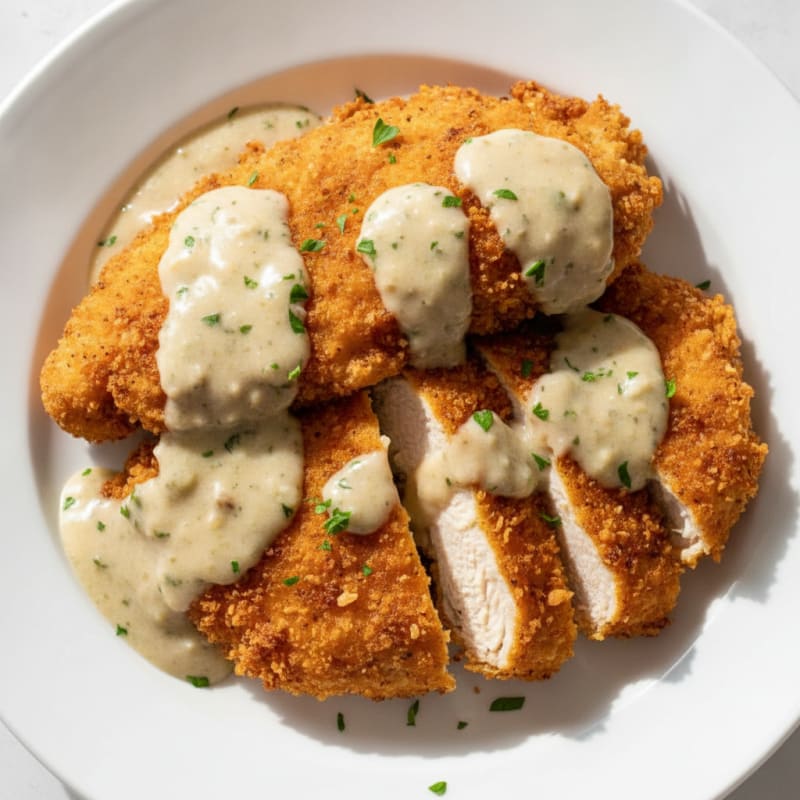 Crispy Buttermilk Fried Chicken with Creamy Gravy