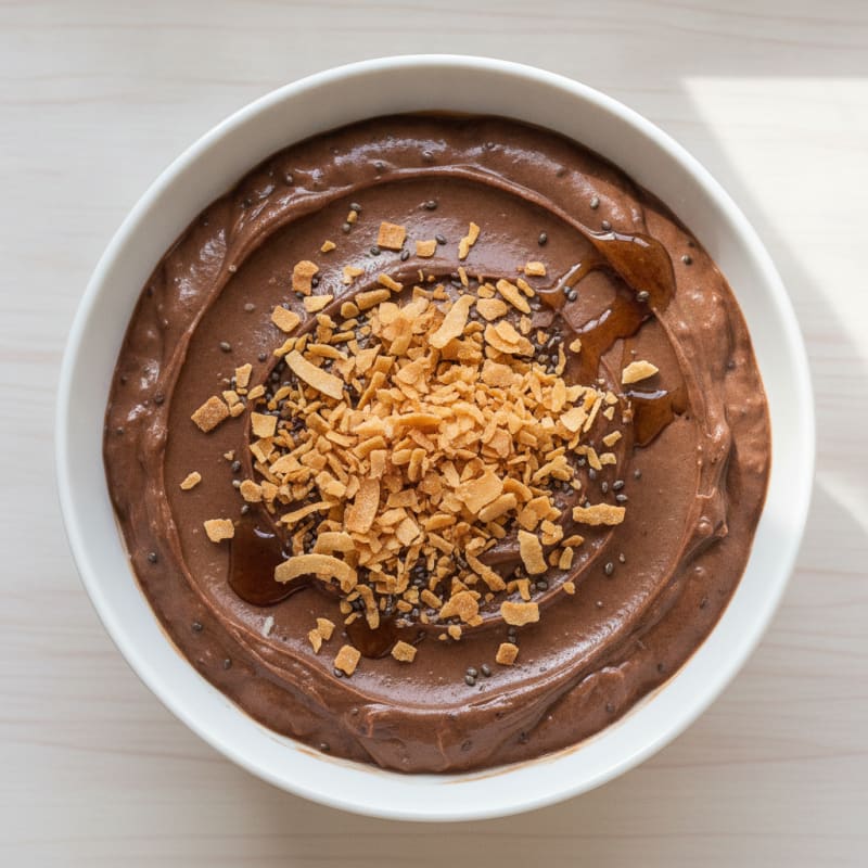 Silky Chocolate Protein Pudding with Toasted Coconut