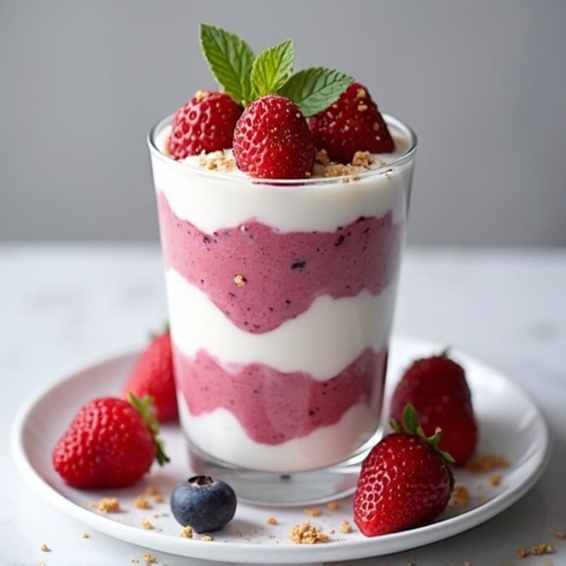 Greek Yogurt Protein Parfait with Mixed Berries and Almond Butter