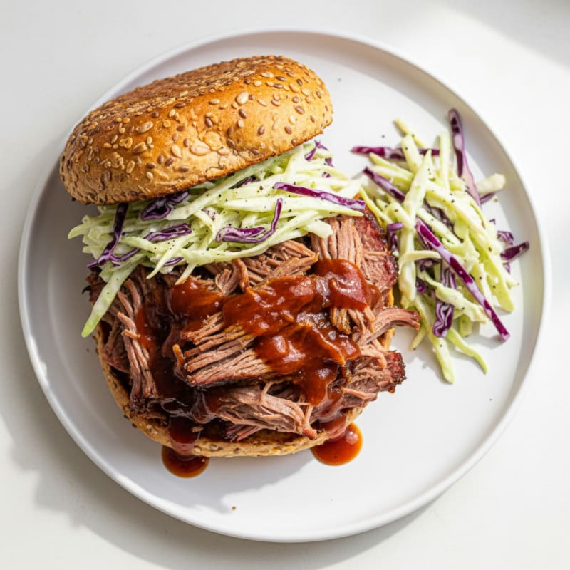 Smoky BBQ Brisket Sandwich with Crunchy Slaw