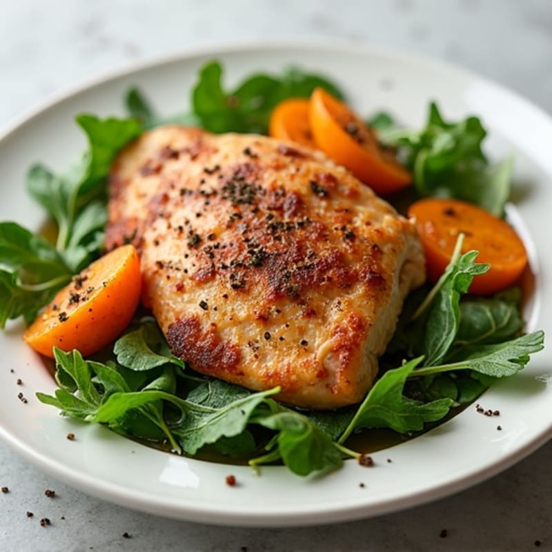 Cinnamon-Spiced Roasted Chicken and Crispy Sweet Potato with Fresh Greens