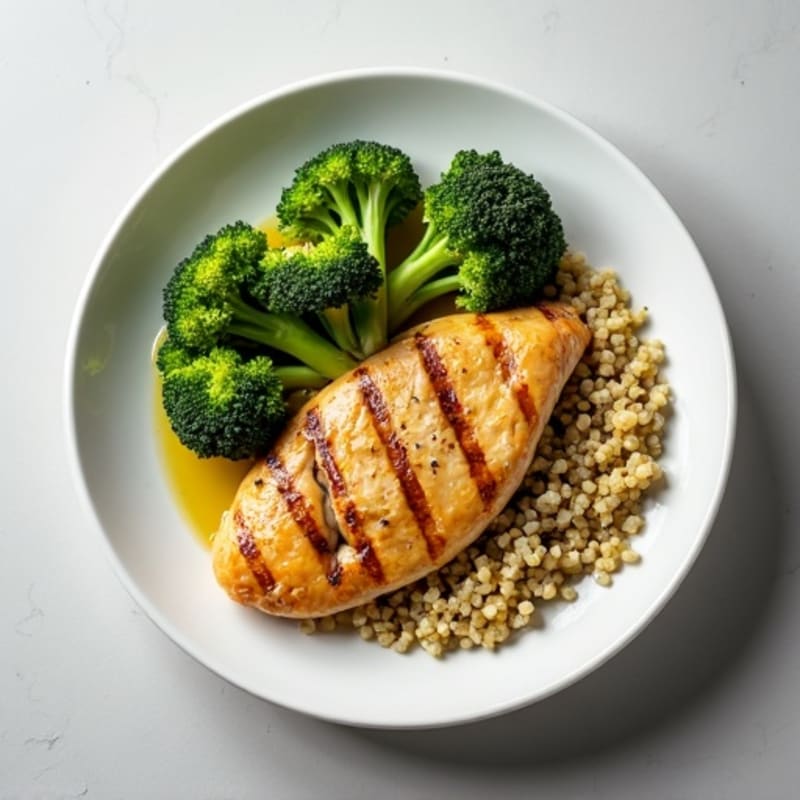 Grilled Chicken Breast with Roasted Broccoli and Quinoa