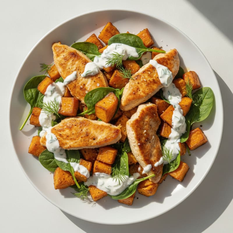 Sweet Potato Chicken with Greek Yogurt Sauce