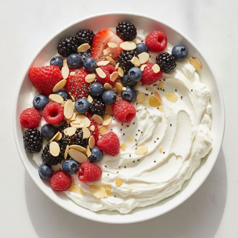 Creamy Greek Yogurt Protein Bowl with Mixed Berries and Almonds