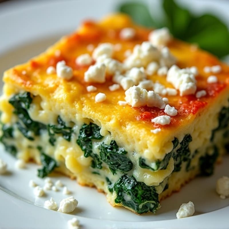 Creamy Baked Spinach Feta Egg Casserole