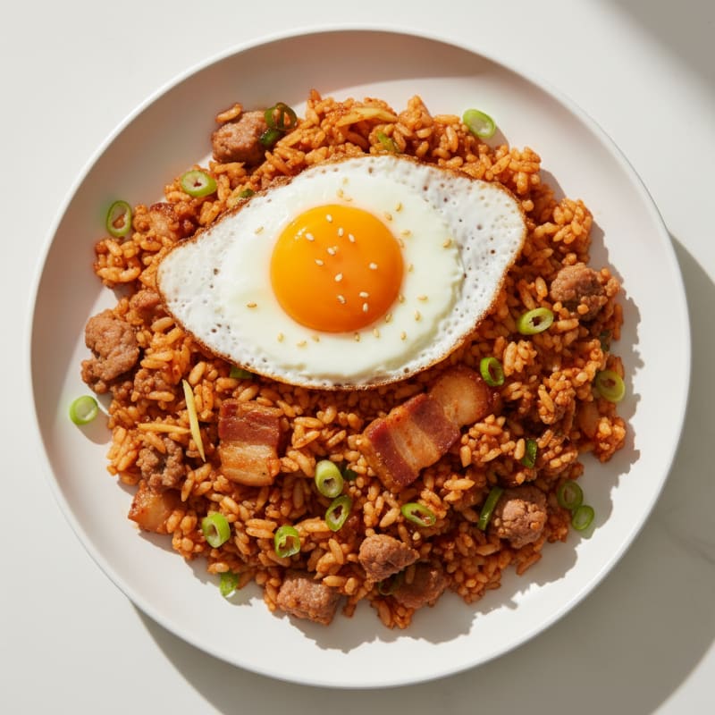 Kimchi Fried Rice with Pork Belly