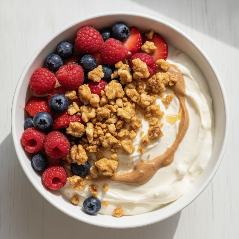 Protein Pudding Ice Cream with Mixed Berries