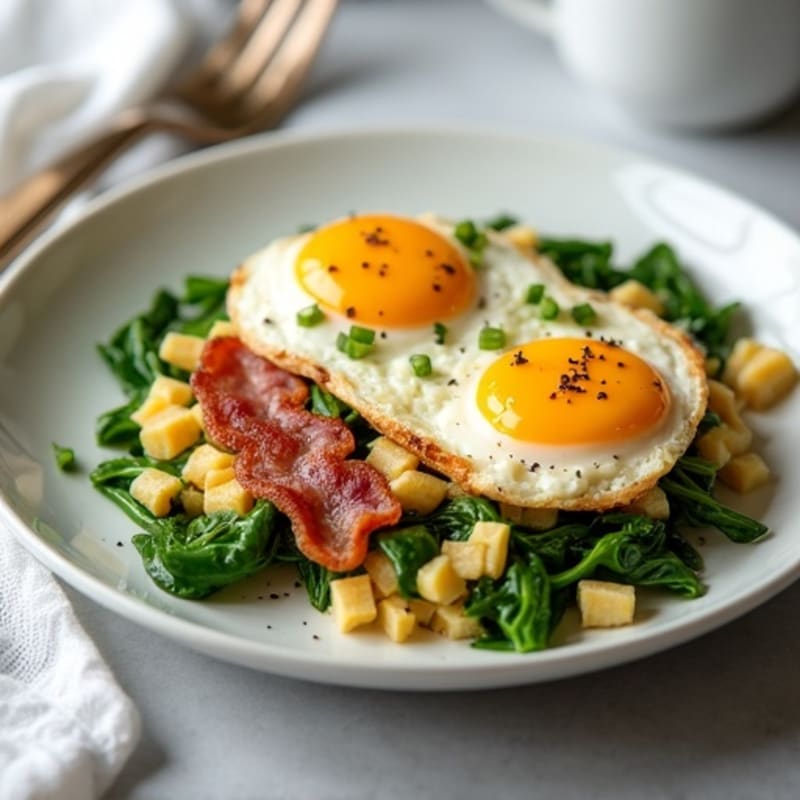 Cottage Cheese Scramble with Spinach and Turkey Bacon