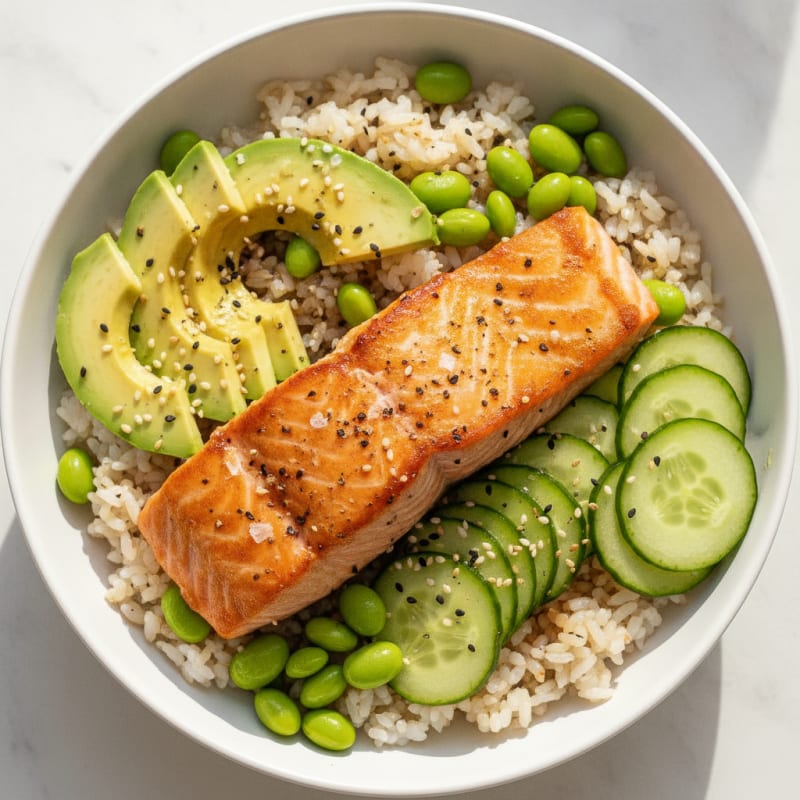Sushi Rice Bowl with Salmon and Avocado