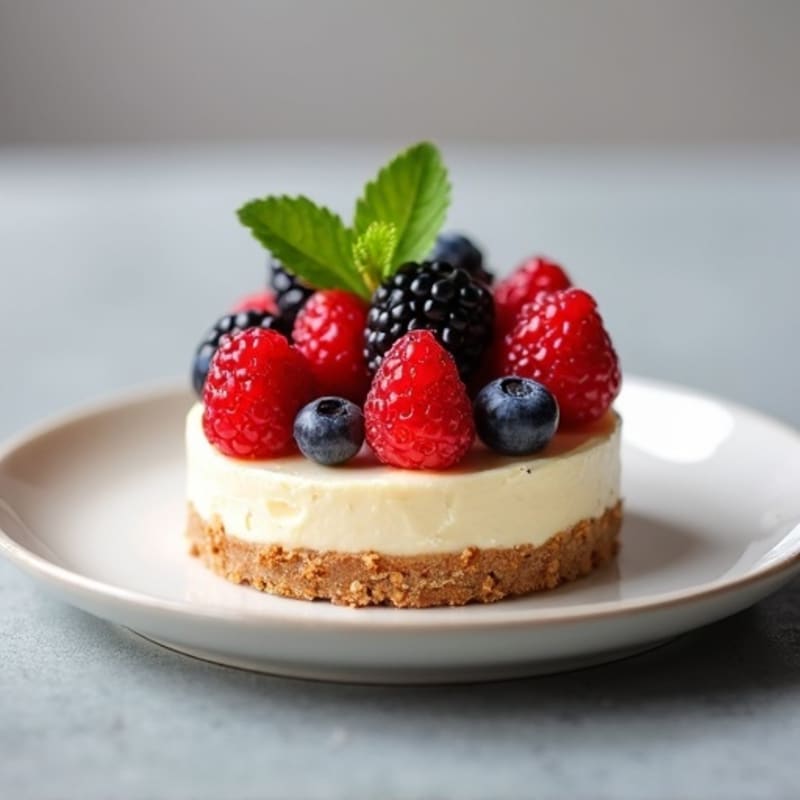 Greek Yogurt Protein Cheesecake with Mixed Berries