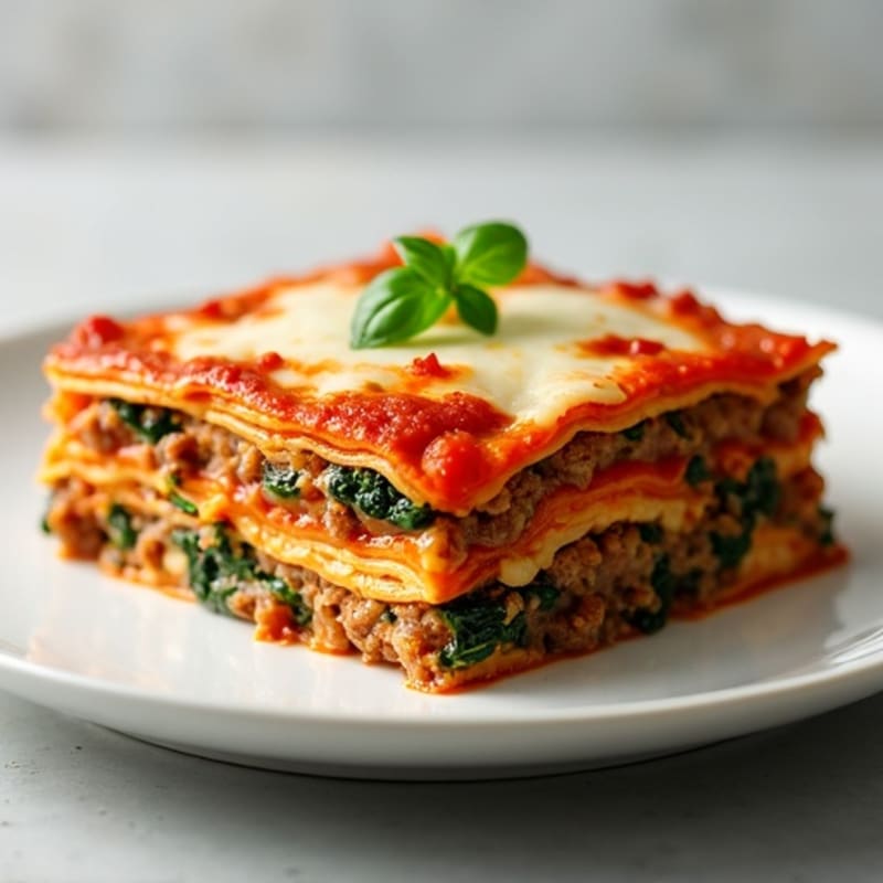 Lean Ground Beef Lasagna with Zucchini and Spinach