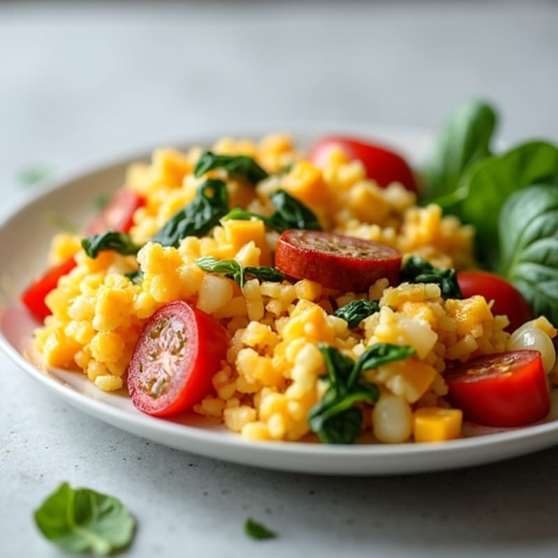 Egg White Veggie Scramble with Turkey Sausage