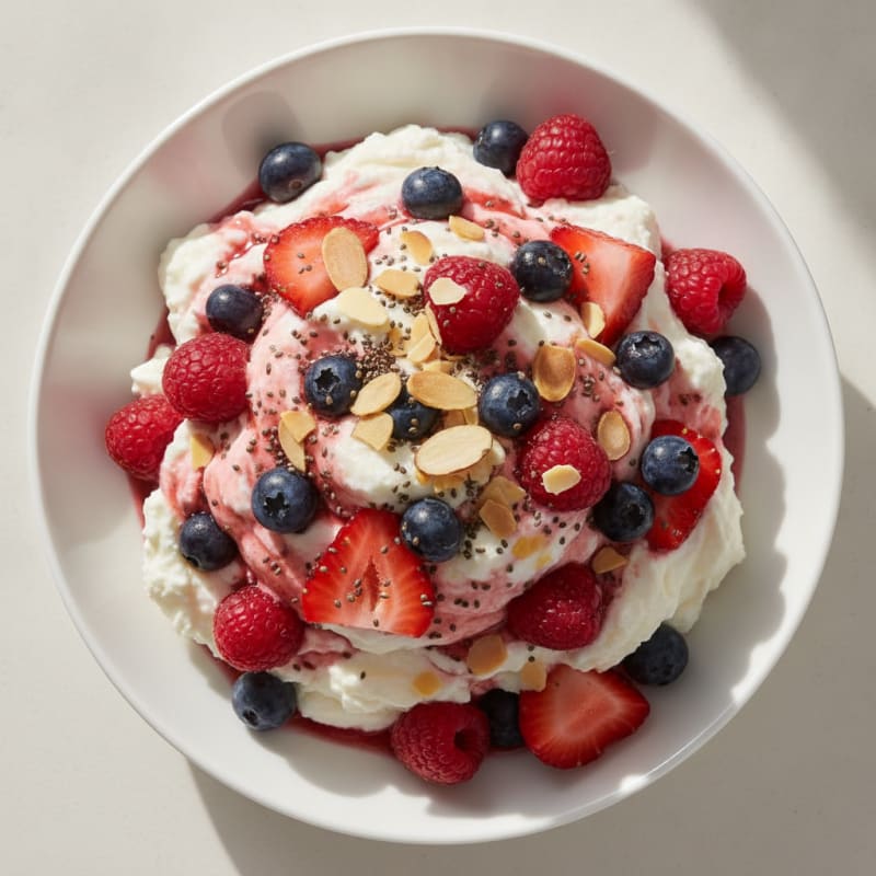 Greek Yogurt Protein Mousse with Mixed Berries