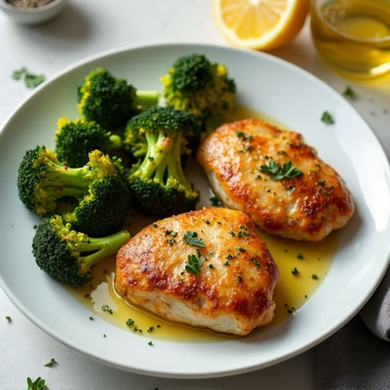 Sheet Pan Crispy Lemon Herb Chicken Thighs with Roasted Broccoli