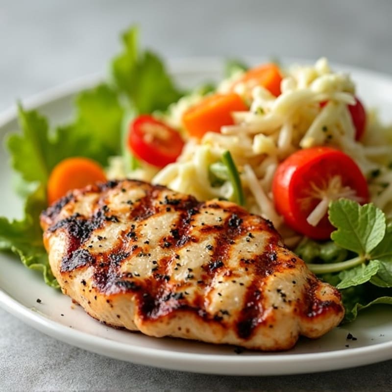 Grilled Chicken Breast with Crunchy Cabbage Slaw
