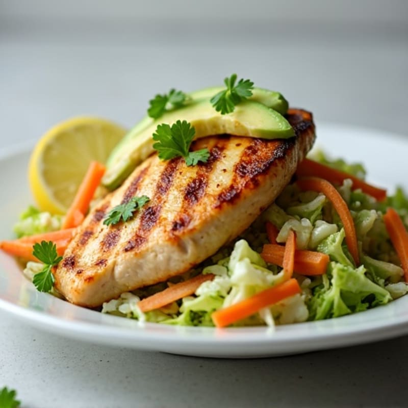 Grilled Chicken Breast with Crunchy Cabbage Slaw