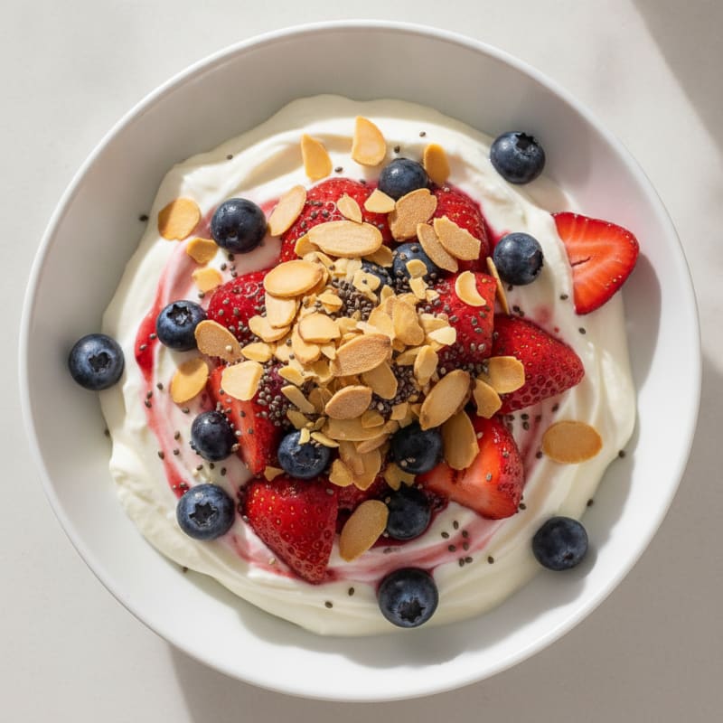 Silky Vanilla Protein Yogurt Parfait with Berries