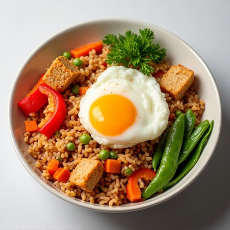 Healthy Kimchi Fried Rice with Fresh Vegetables