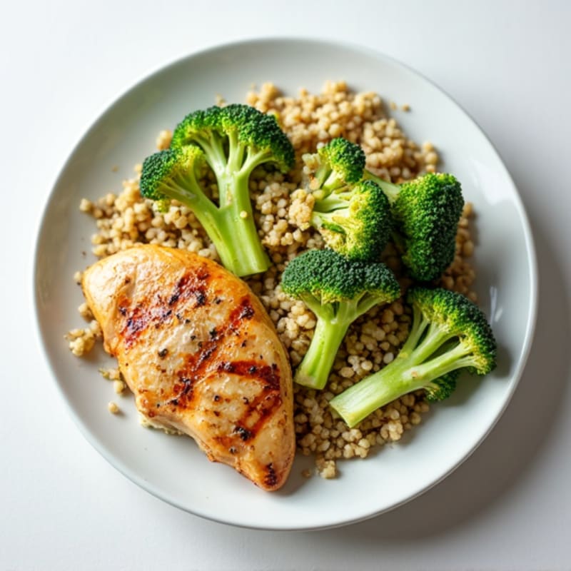 Grilled Chicken and Quinoa Salad with Roasted Broccoli