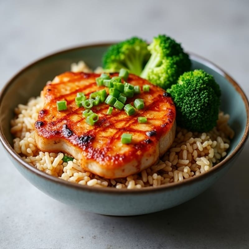 Garlic-Ginger Glazed Pork Chops with Asian Rice Bowl