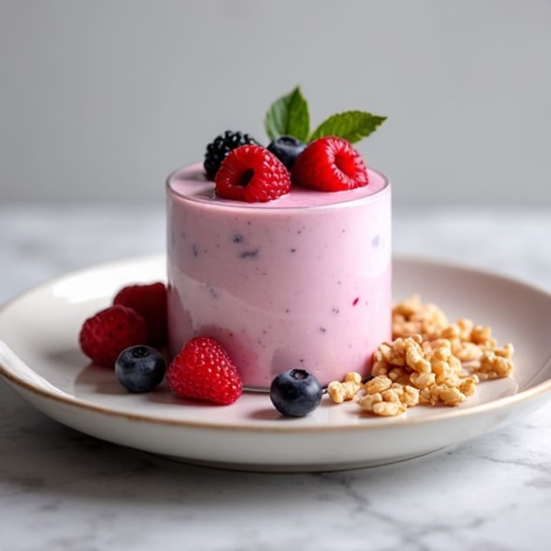 Greek Yogurt Protein Mousse with Mixed Berries