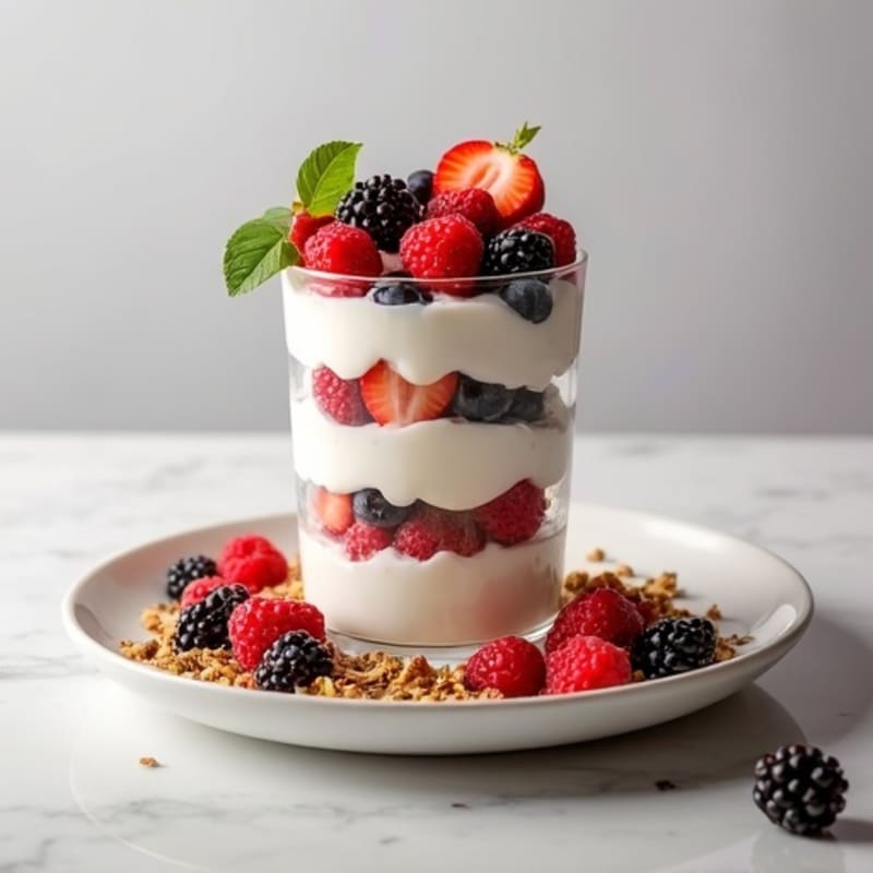 Greek Yogurt Parfait with Mixed Berries and Protein Granola
