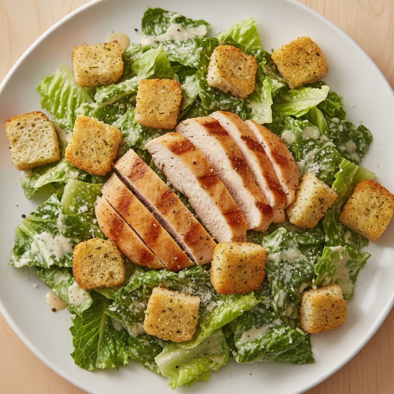 Chicken Caesar Salad with Garlic Croutons