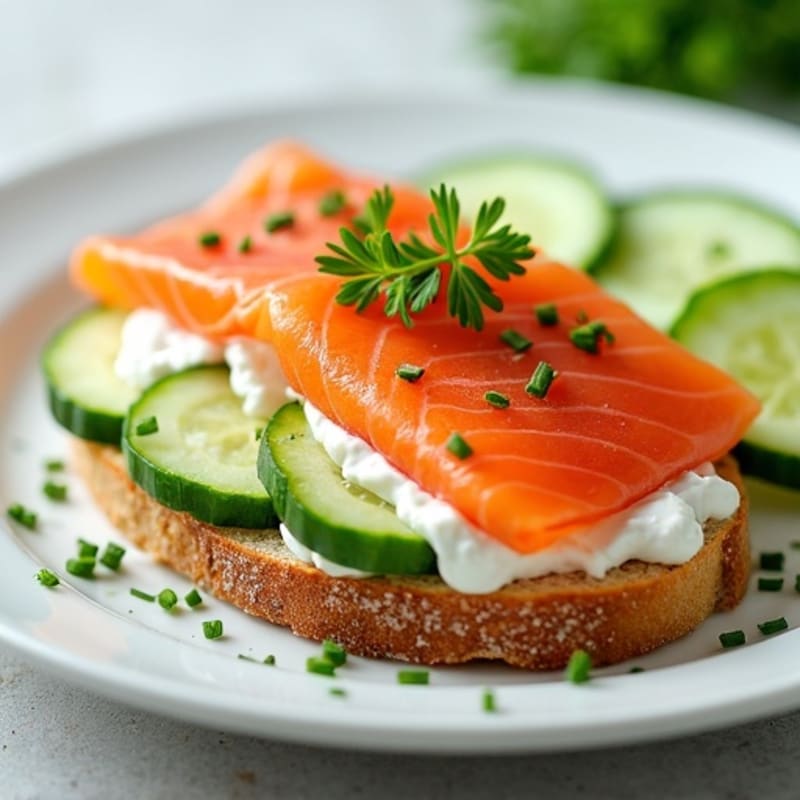 Smoked Salmon with Creamy Chive Spread and Crispy Cucumber Slices