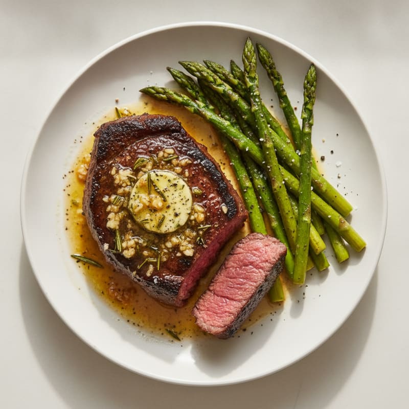 Pan-Seared Bison Sirloin with Garlic Herb Butter