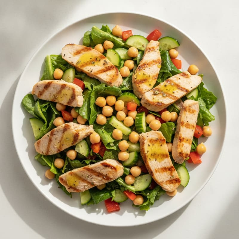 Grilled Turkey Breast Salad with Chickpeas and Crunchy Vegetables