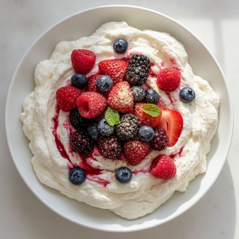 Greek Yogurt Protein Mousse with Mixed Berries