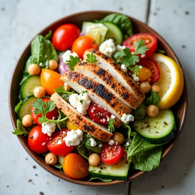 Fresh Mediterranean Chopped Salad with Herb-Marinated Feta