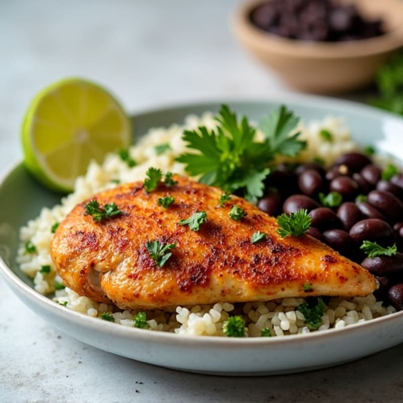 Chipotle Lime Chicken with Black Beans and Cilantro Rice