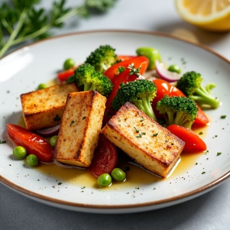 Crispy Baked Tofu with Roasted Vegetables