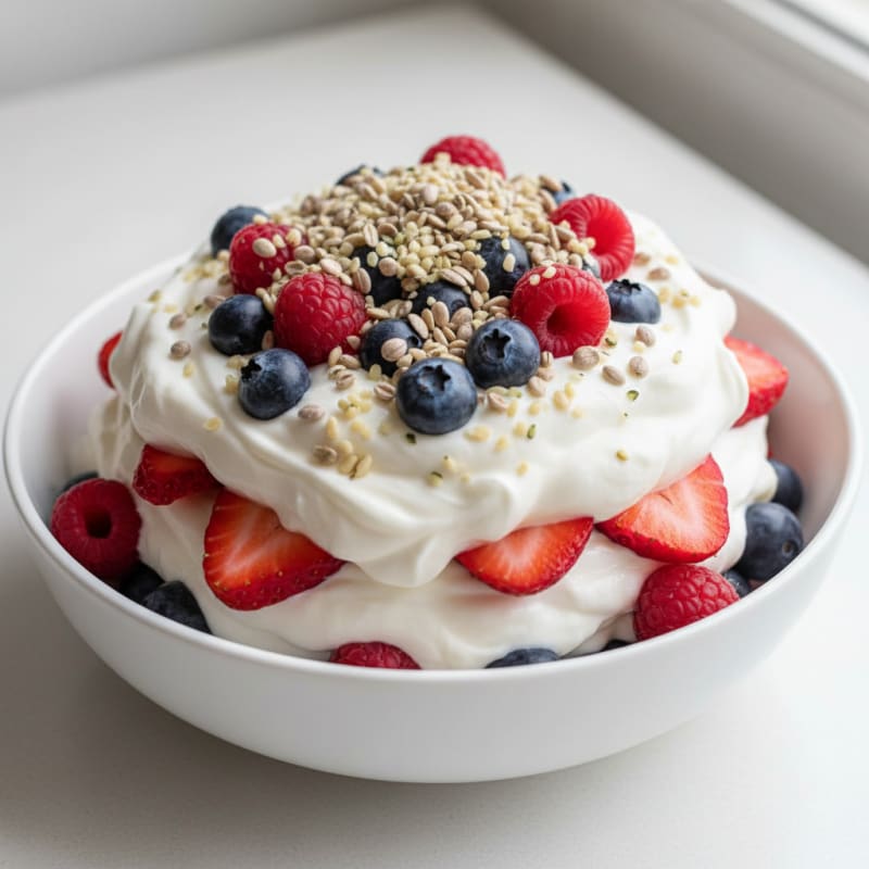 Vanilla Greek Yogurt Protein Parfait with Berries