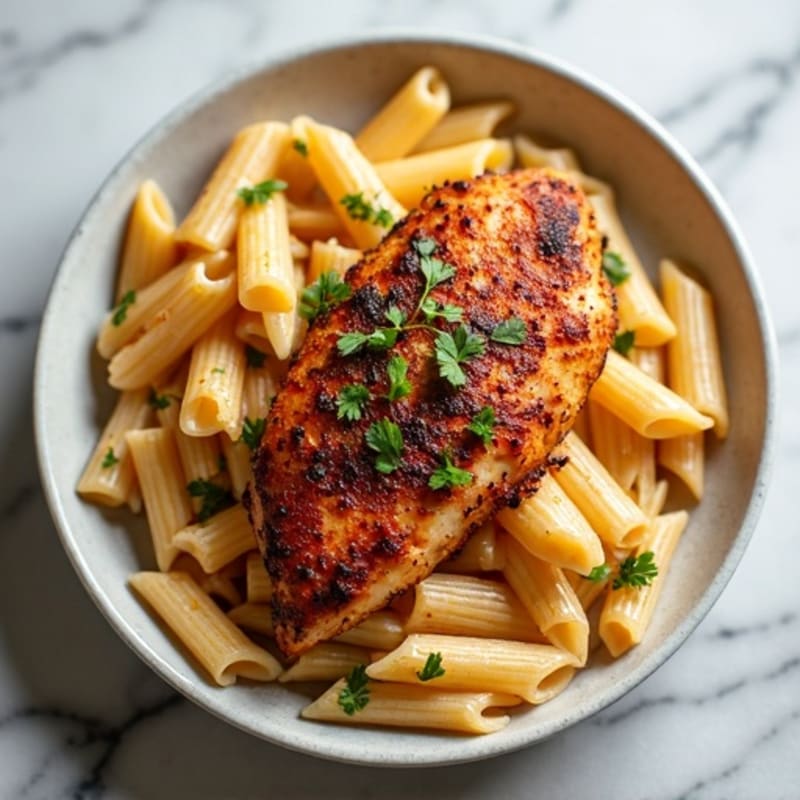 Spicy Blackened Chicken with Creamy Pasta